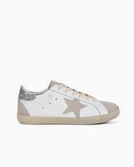 White Nappa Leather Sneakers with Gray Star