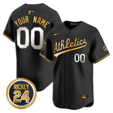 OAK Rickey Henderson Patch Vapor Premier Limited Custom Jersey - All Stitched