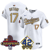 Dodgers 2024 World Series Champions & Jackie Robinson Patch Vapor Premier Limited Jersey - All Stitched