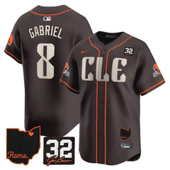 Browns #32 Jim Brown Memorial & Home Patch Vapor Premier Limited Jersey - All Stitched