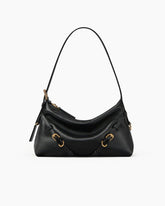 Shiny Calfskin V Hobo Bag Adjustable Strap Gold Hardware