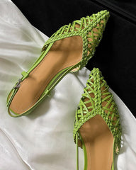 (Clean Up - US 8) Woven Comfortable Slingback Braided Flat Sandals