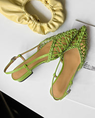 (Clean Up - US 8) Woven Comfortable Slingback Braided Flat Sandals