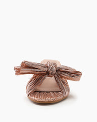 (Clean Up - Delivery in 3-5 days) Pleated Bow Open Toe Chunky Block Heel Sandals