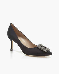 Women's Satin Jewel Buckle Pumps