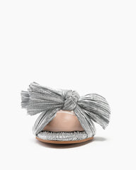 (Clean Up - US 9) Pleated Bow Open Toe Chunky Block Heel Sandals