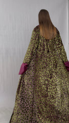 Royal Velvet Long Cardigan with Brocade Details – Luxury Evening Layer