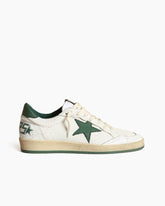Women's White Nappa Leather Sneaker with Star and Heel Tab