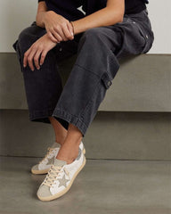 White Nappa Leather Sneakers with Gray Star