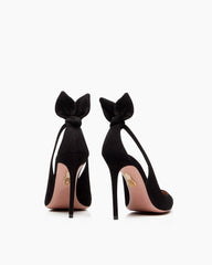Bow Tie 100mm Suede High Stiletto Heel Pumps