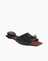 (Clean Up - US 7.5 ) Gold Ring Square Heel Thong Slide Sandals