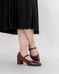 (Clean Up - US 7) Mary Jane Platform Mid Heel Oxfords Dress Shoes