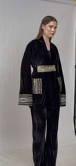 Midnight Royal Velvet Jacket+ Embroidered Belt