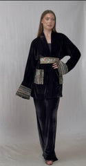 Midnight Royal Velvet Jacket+ Embroidered Belt