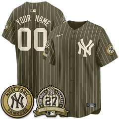 NYY New Era Olive 2026 Armed Forces Day Custom Jersey -All Stitched