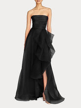 (Clean Up - 6 ) Draped Tulle Gown Evening Dress with Organza Ruffle