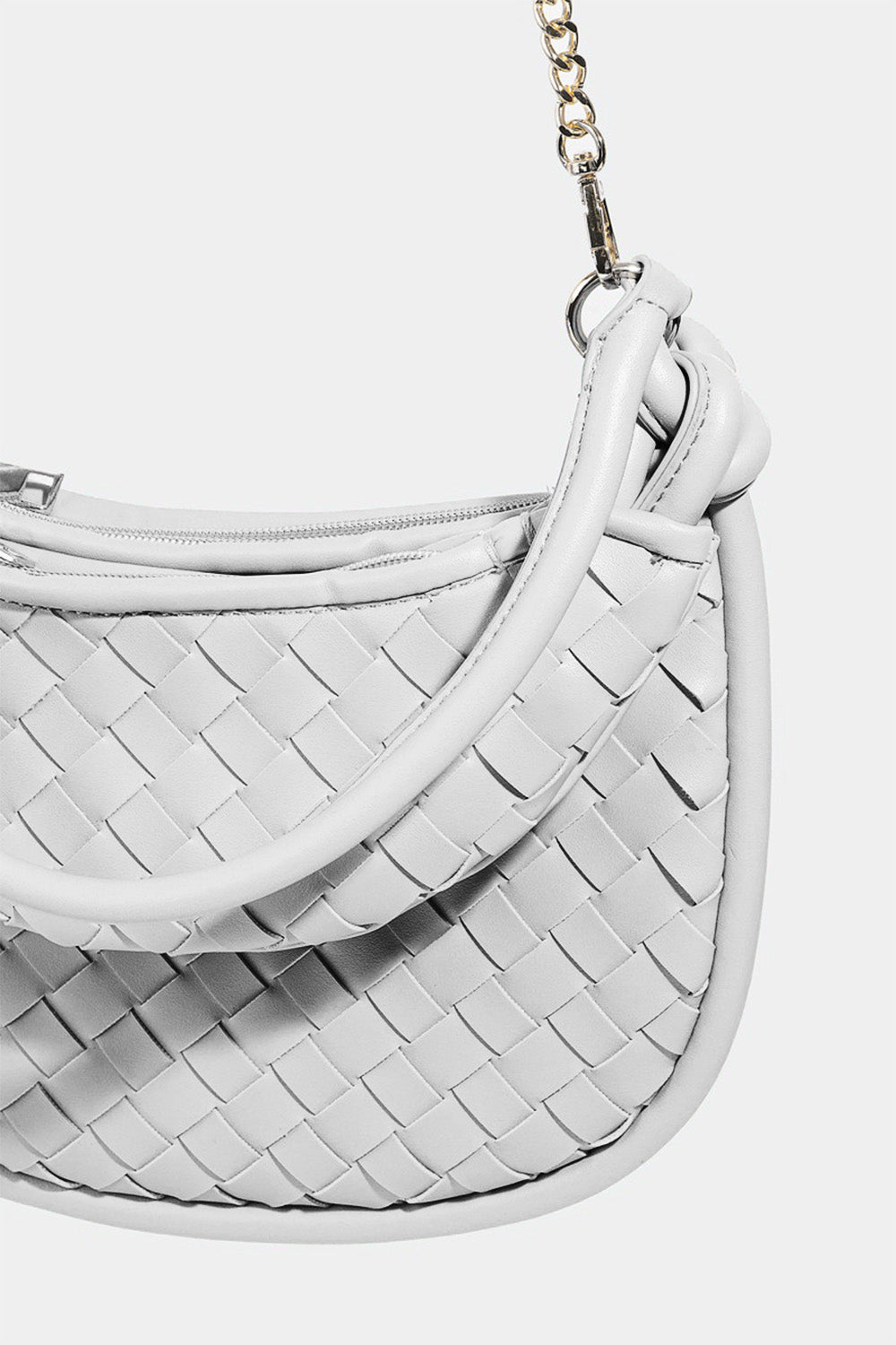 Fame PU Leather Basket Weave Half Moon Bag