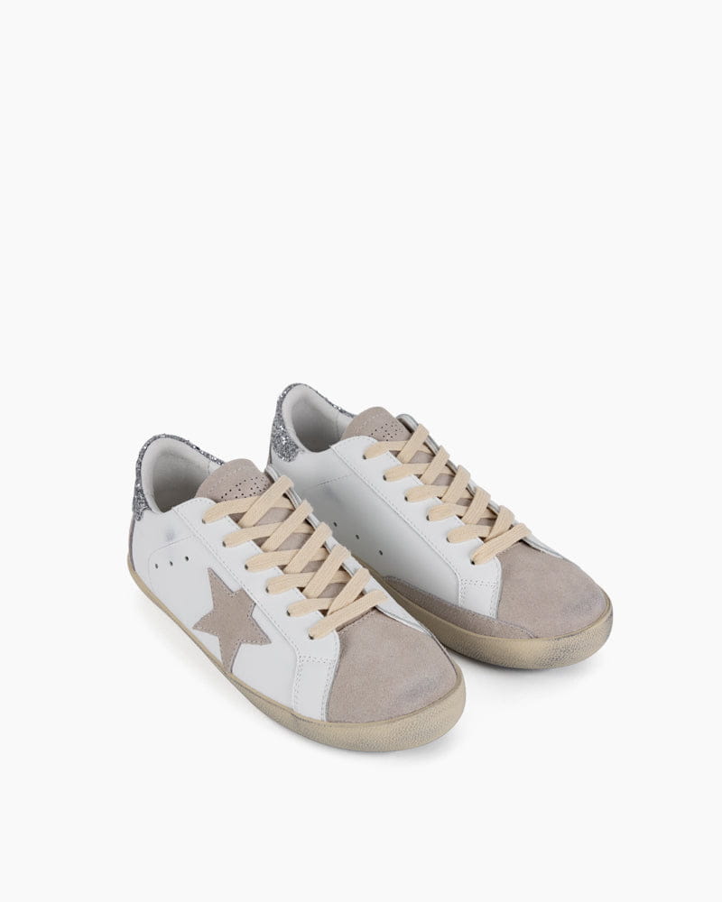 White Nappa Leather Sneakers with Gray Star