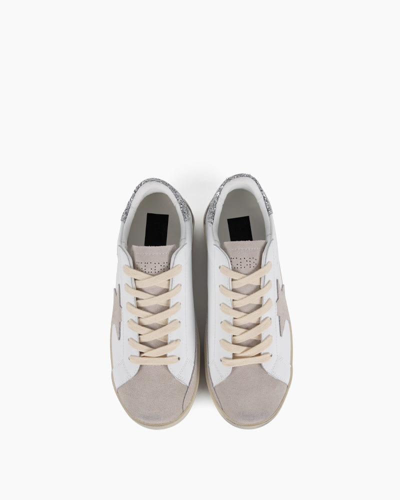 White Nappa Leather Sneakers with Gray Star