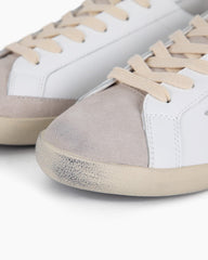White Nappa Leather Sneakers with Gray Star