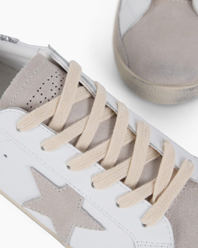 White Nappa Leather Sneakers with Gray Star