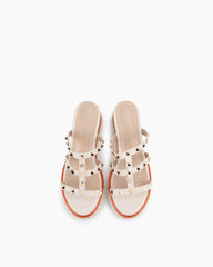 (Clean Up - US 10) Espadrille Wedges Slides Rivets Sandals