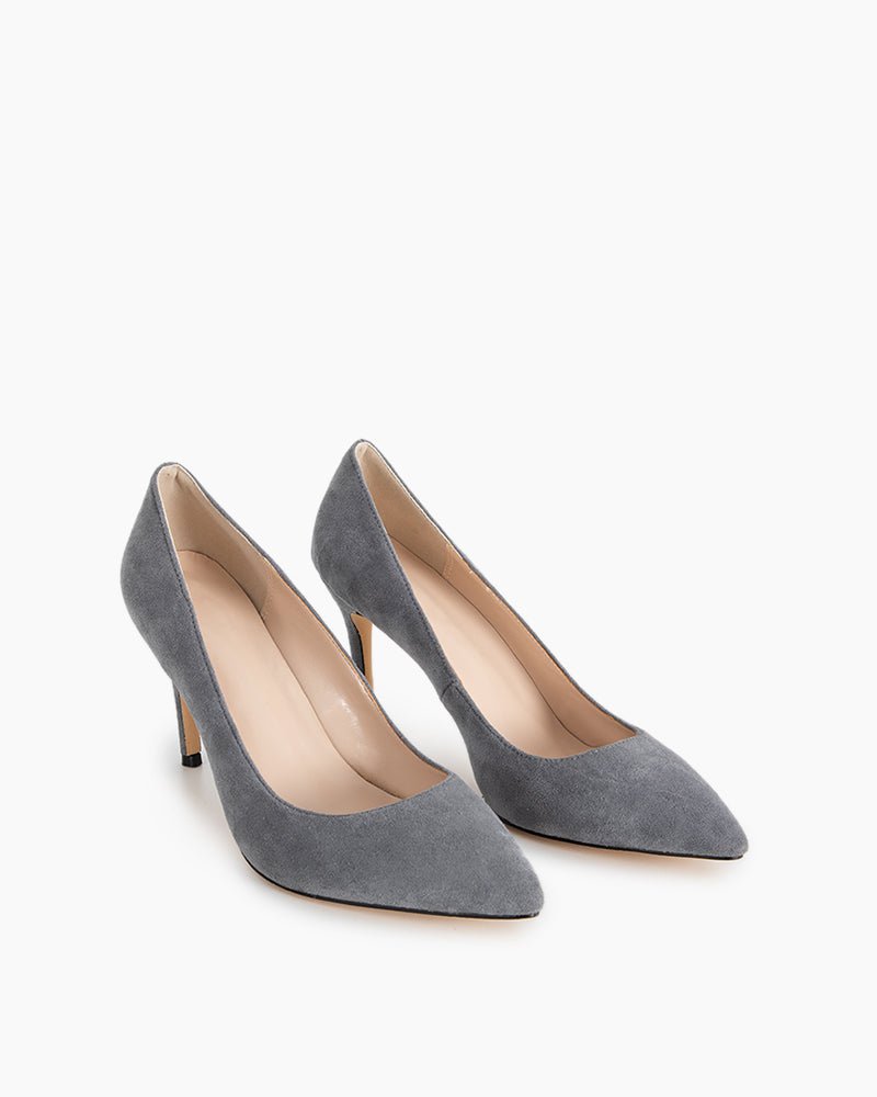 (Clean Up - US 8) Sophisticated Suede Pointed Slim High Heel Pumps