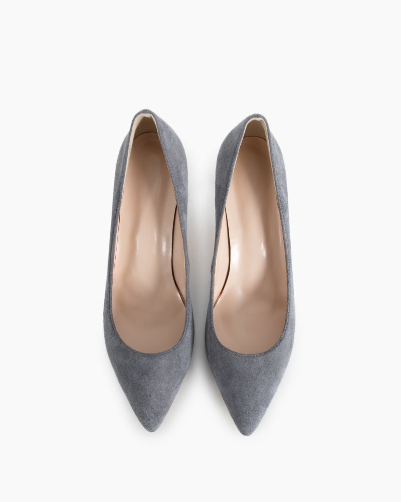 (Clean Up - US 8) Sophisticated Suede Pointed Slim High Heel Pumps