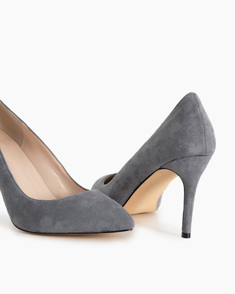 (Clean Up - US 8) Sophisticated Suede Pointed Slim High Heel Pumps