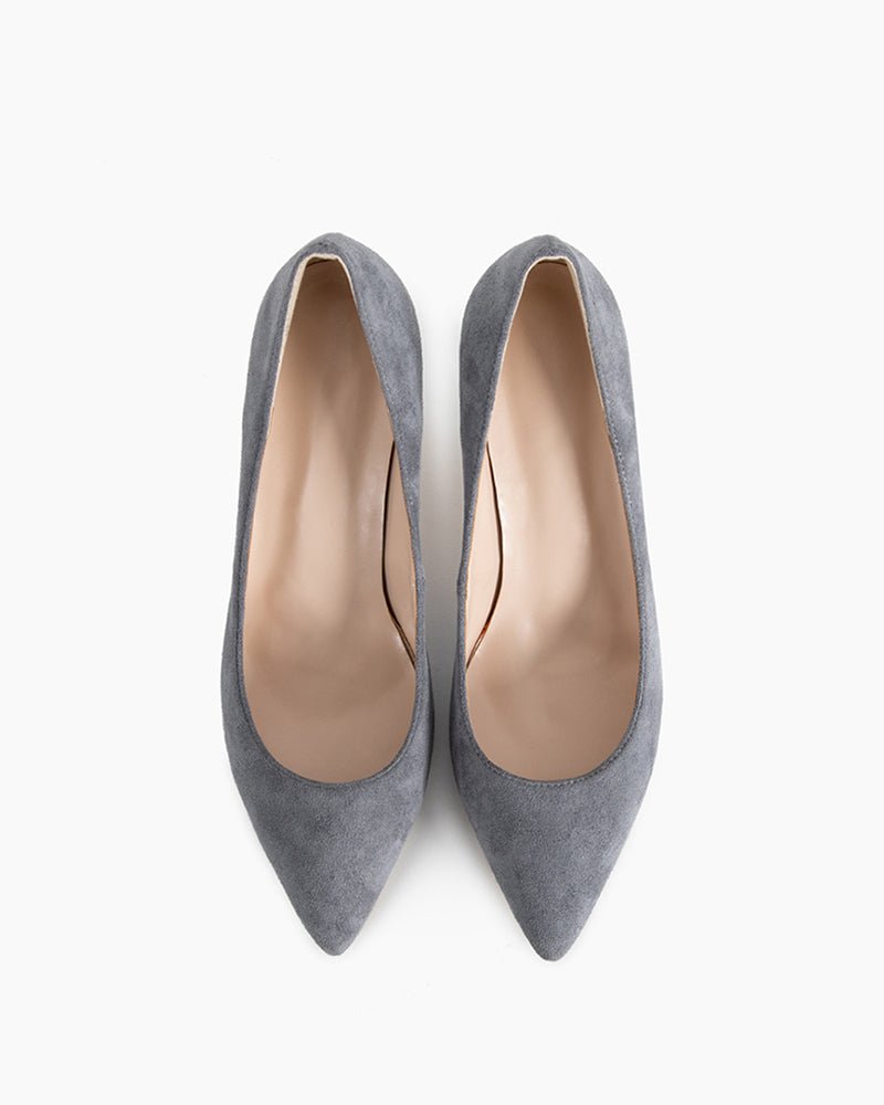 (Clean Up - US 8) Sophisticated Suede Pointed Slim High Heel Pumps