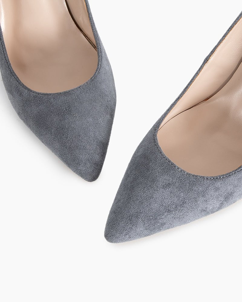 (Clean Up - US 8) Sophisticated Suede Pointed Slim High Heel Pumps