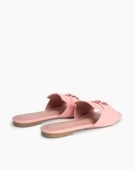 (Clean Up - US 8) Suede Gold Charm Open Toe Slide Sandals