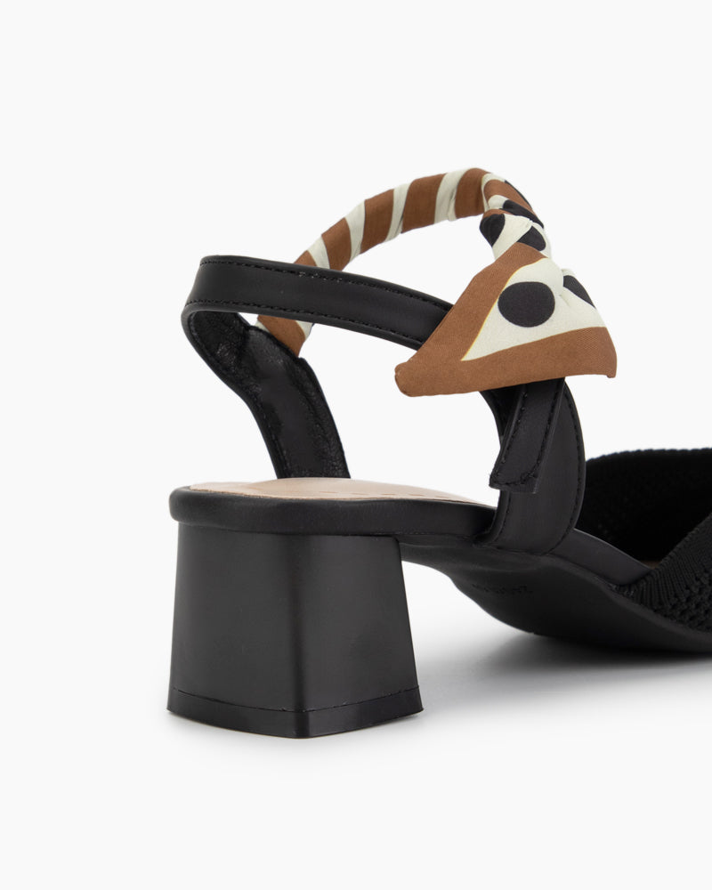 (Clean Up - US 7) Knit Comfortable Low Block Heel Slingback Pumps