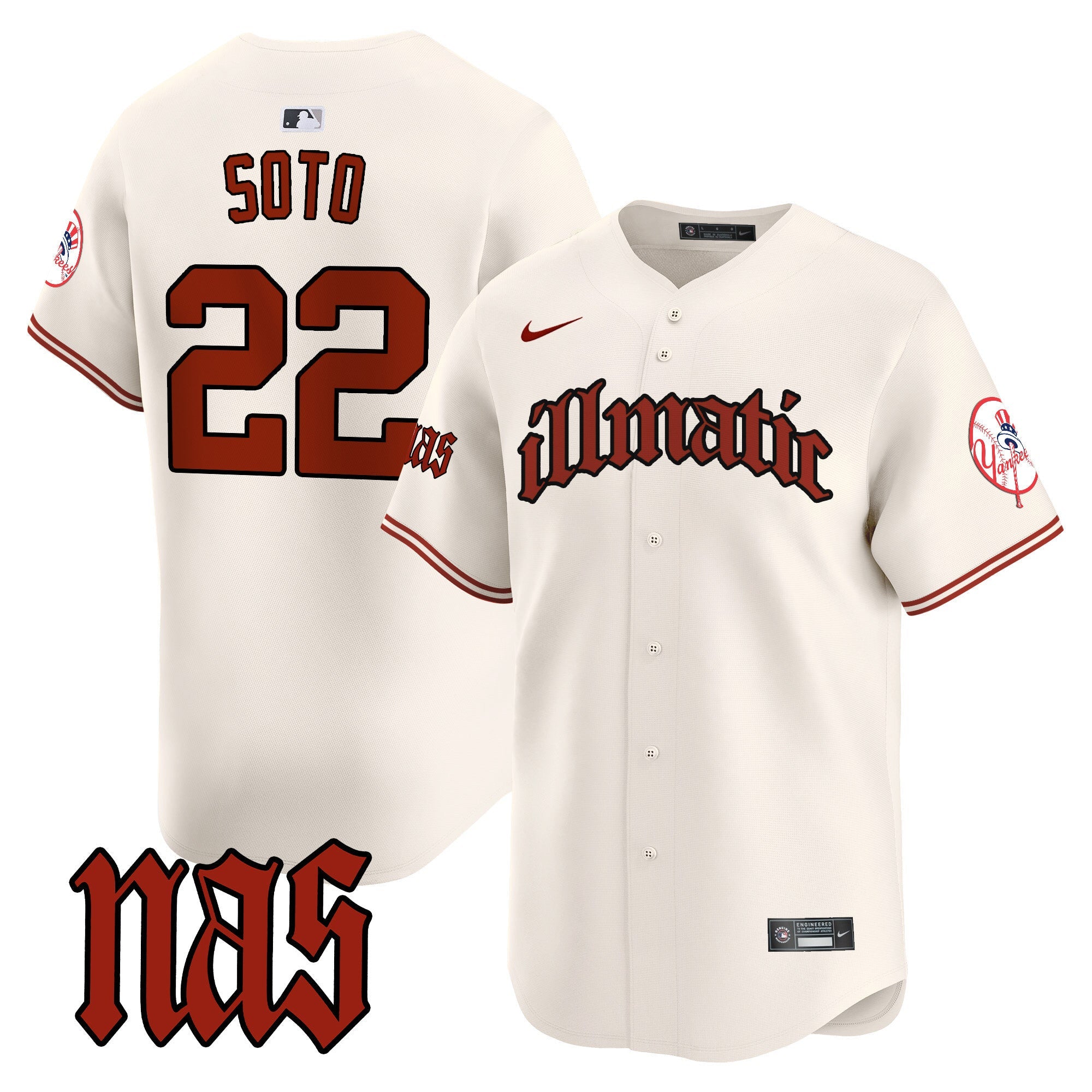 NYY Nas Illmatic Vapor Premier Limited Jersey - All Stitched