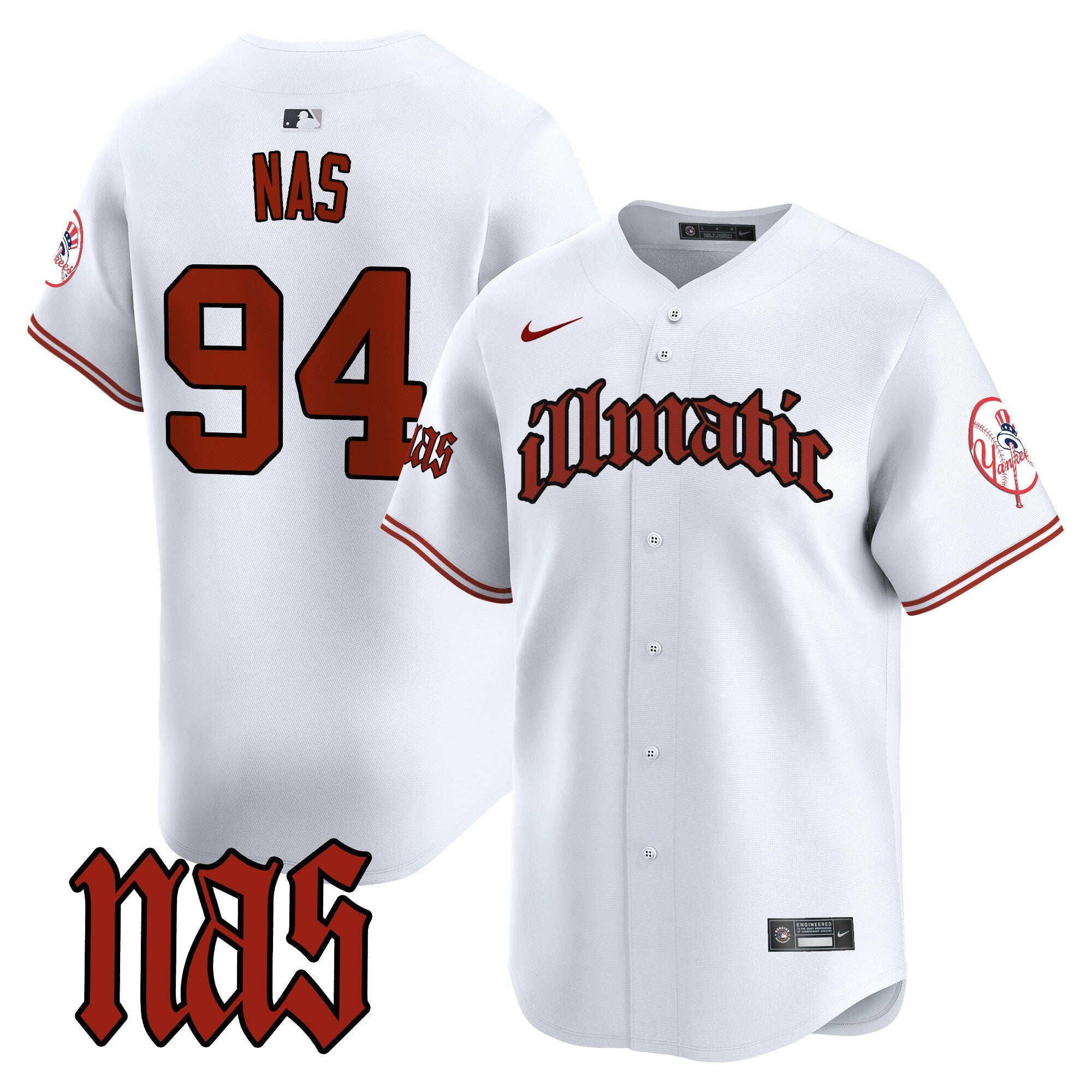 NYY Nas Illmatic Vapor Premier Limited Jersey - All Stitched