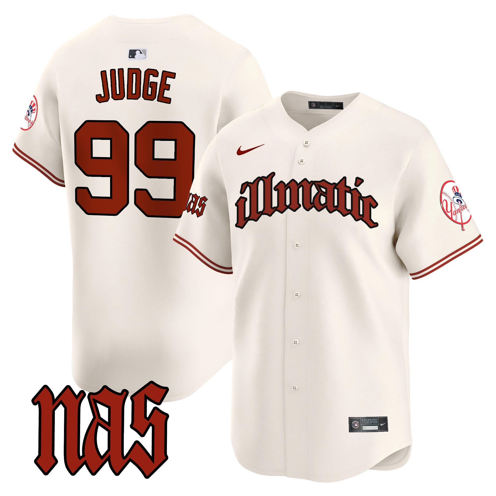 NYY Nas Illmatic Vapor Premier Limited Jersey - All Stitched
