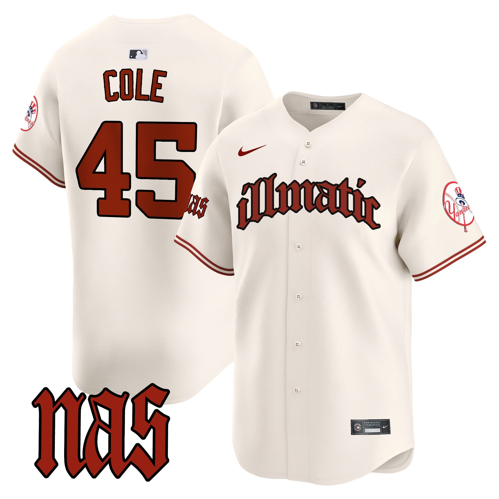 NYY Nas Illmatic Vapor Premier Limited Jersey - All Stitched