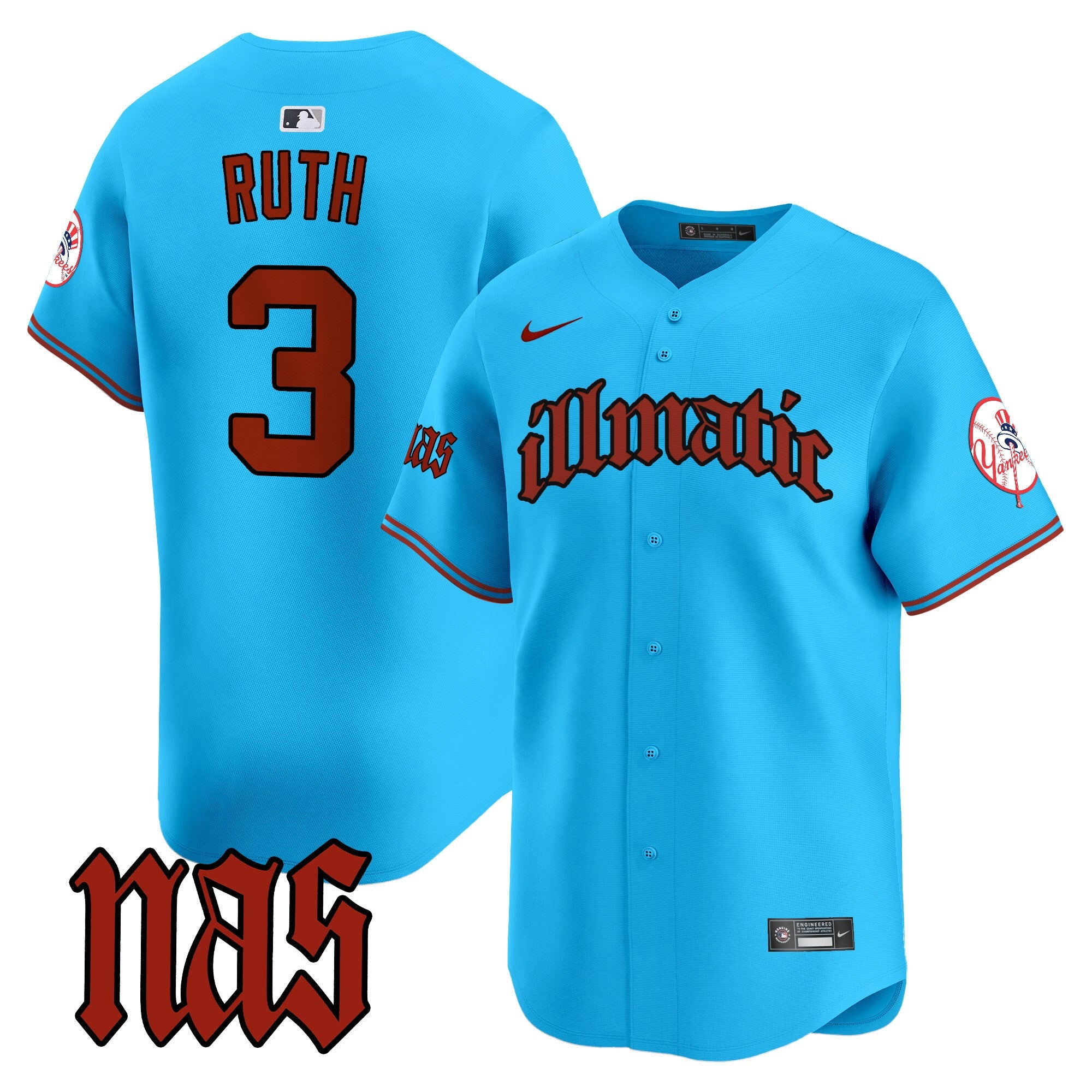 NYY Nas Illmatic Vapor Premier Limited Jersey - All Stitched