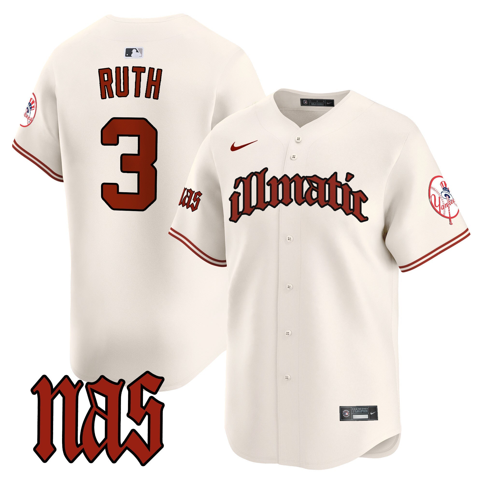 NYY Nas Illmatic Vapor Premier Limited Jersey - All Stitched