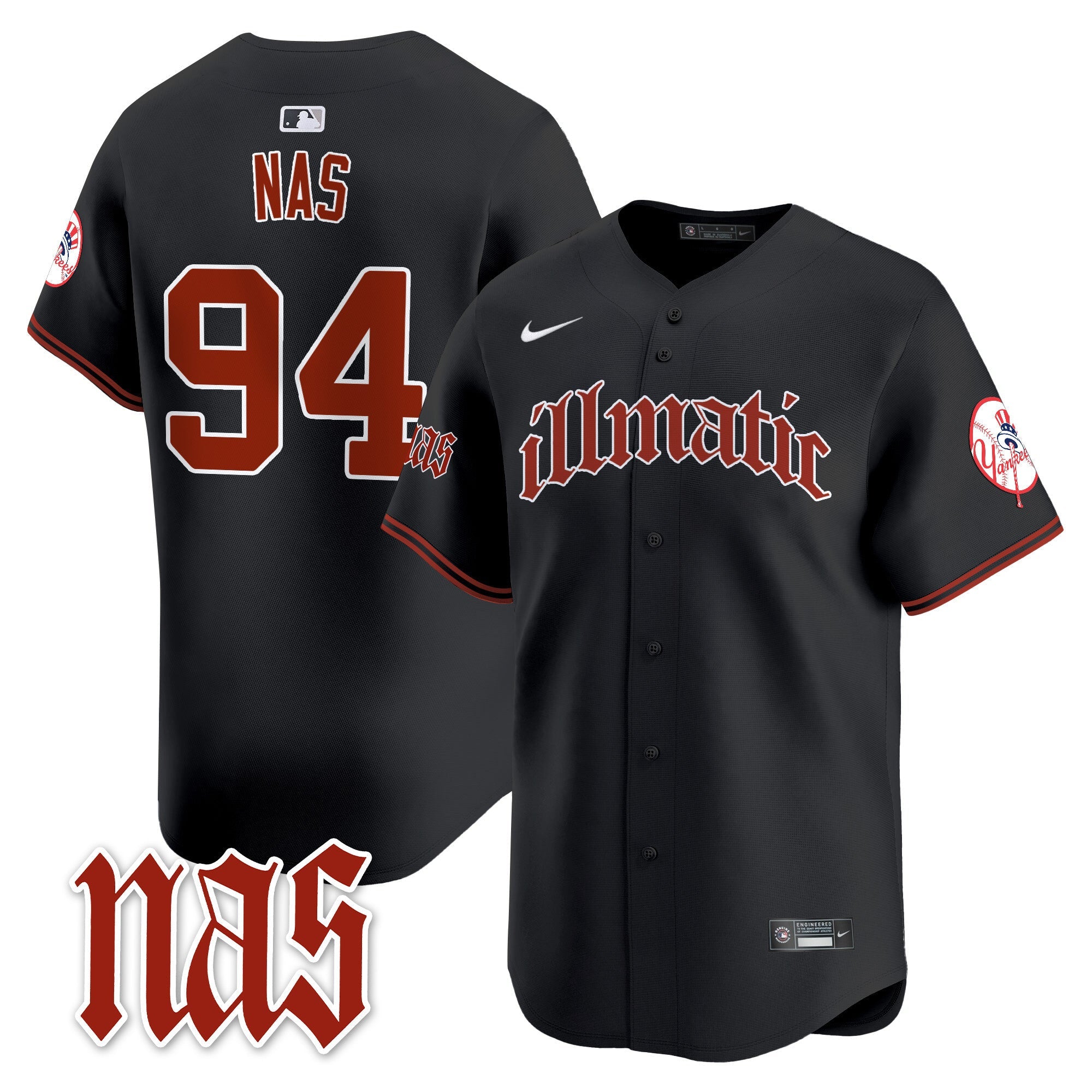 NYY Nas Illmatic Vapor Premier Limited Jersey - All Stitched