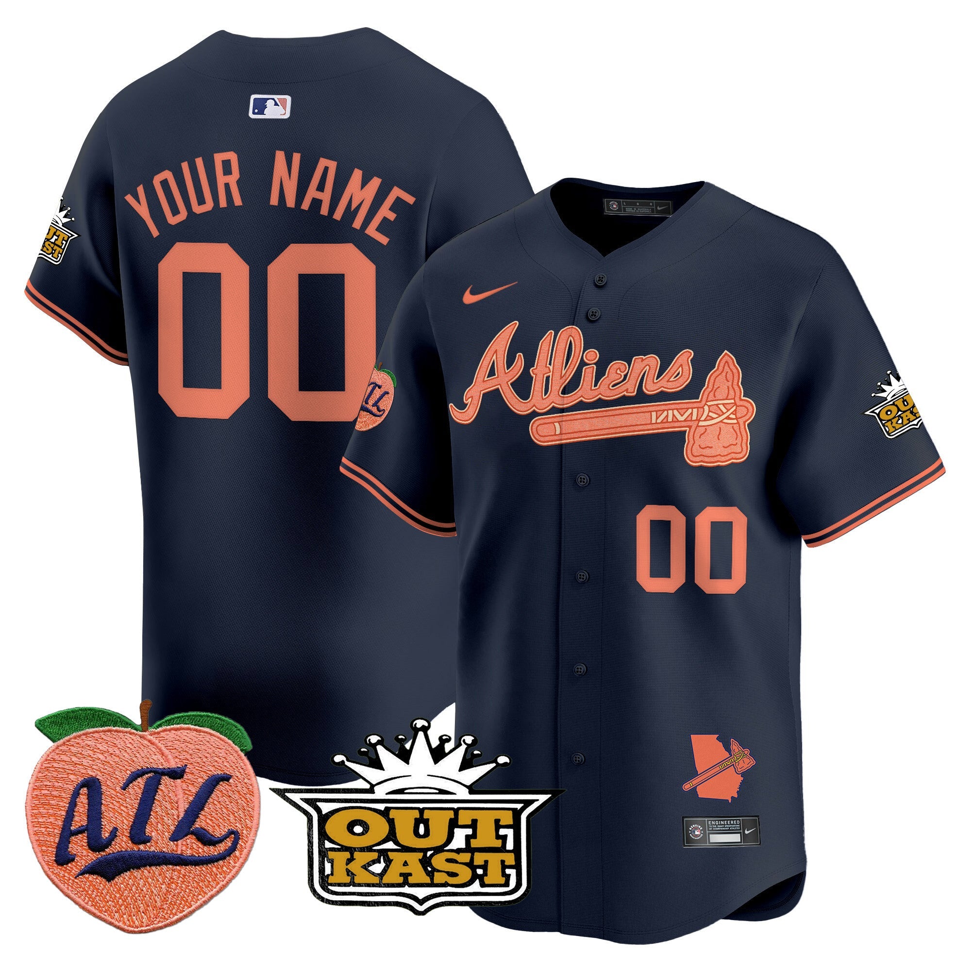 ATL Atliens & Peach Vapor Premier Limited Custom Jersey - All Stitched