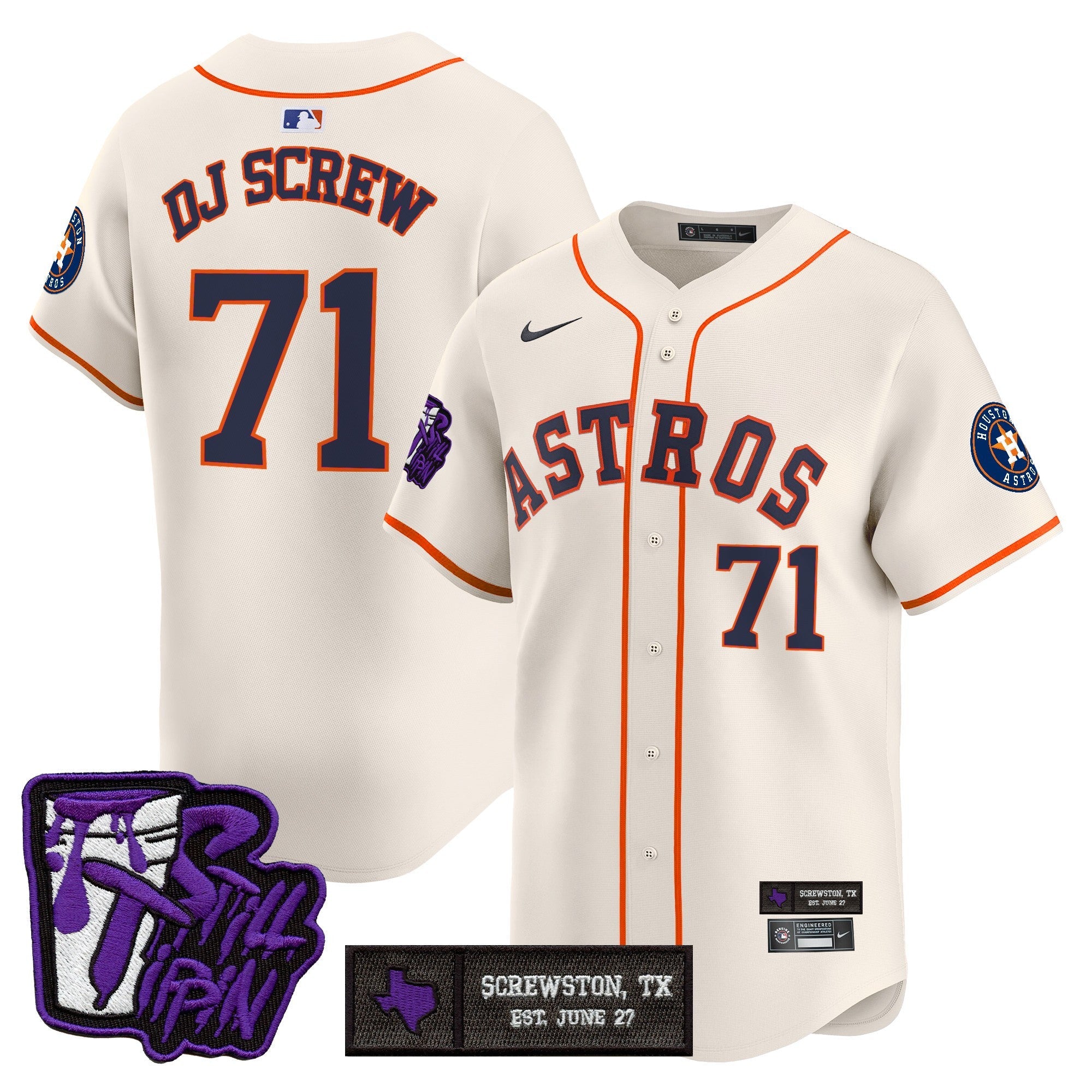 HOU DJ Screw Still Tippin Purple Patch Vapor Premier Limited Jersey - All Stitched