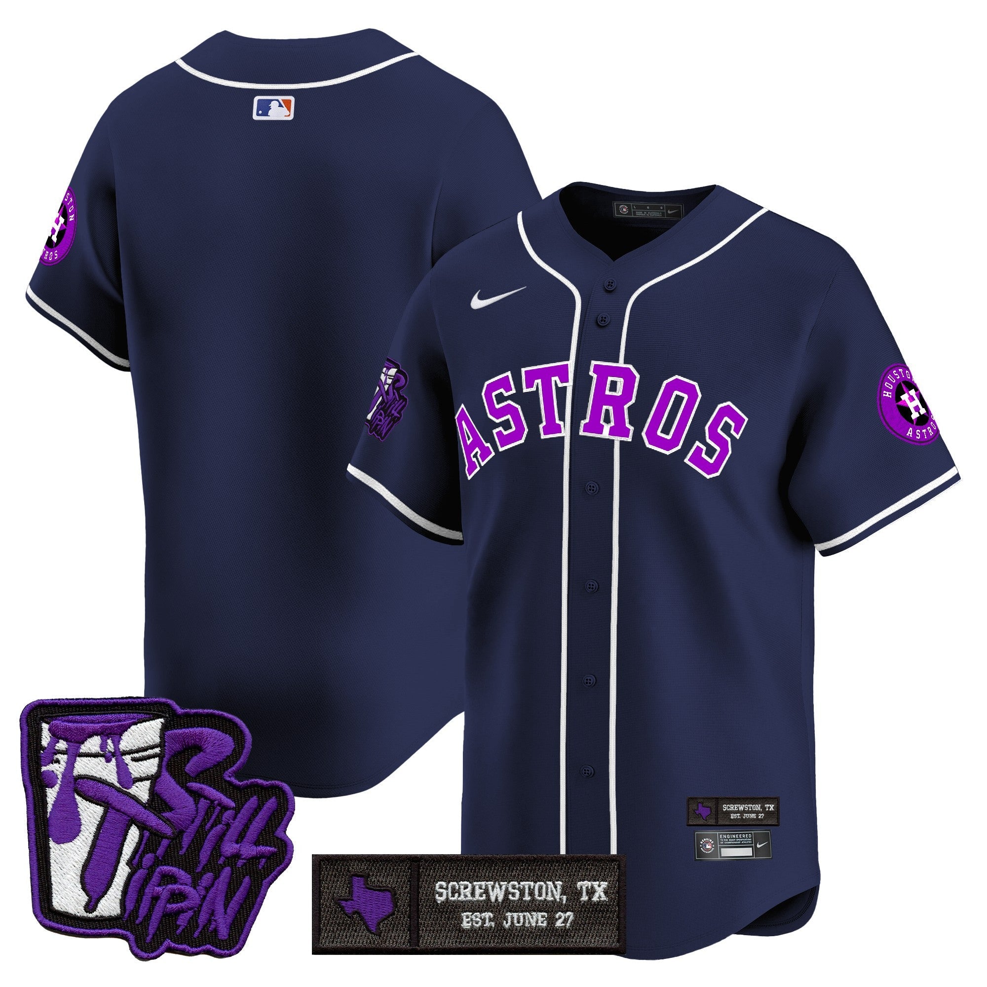 HOU DJ Screw Still Tippin Purple Patch Vapor Premier Limited Jersey - All Stitched