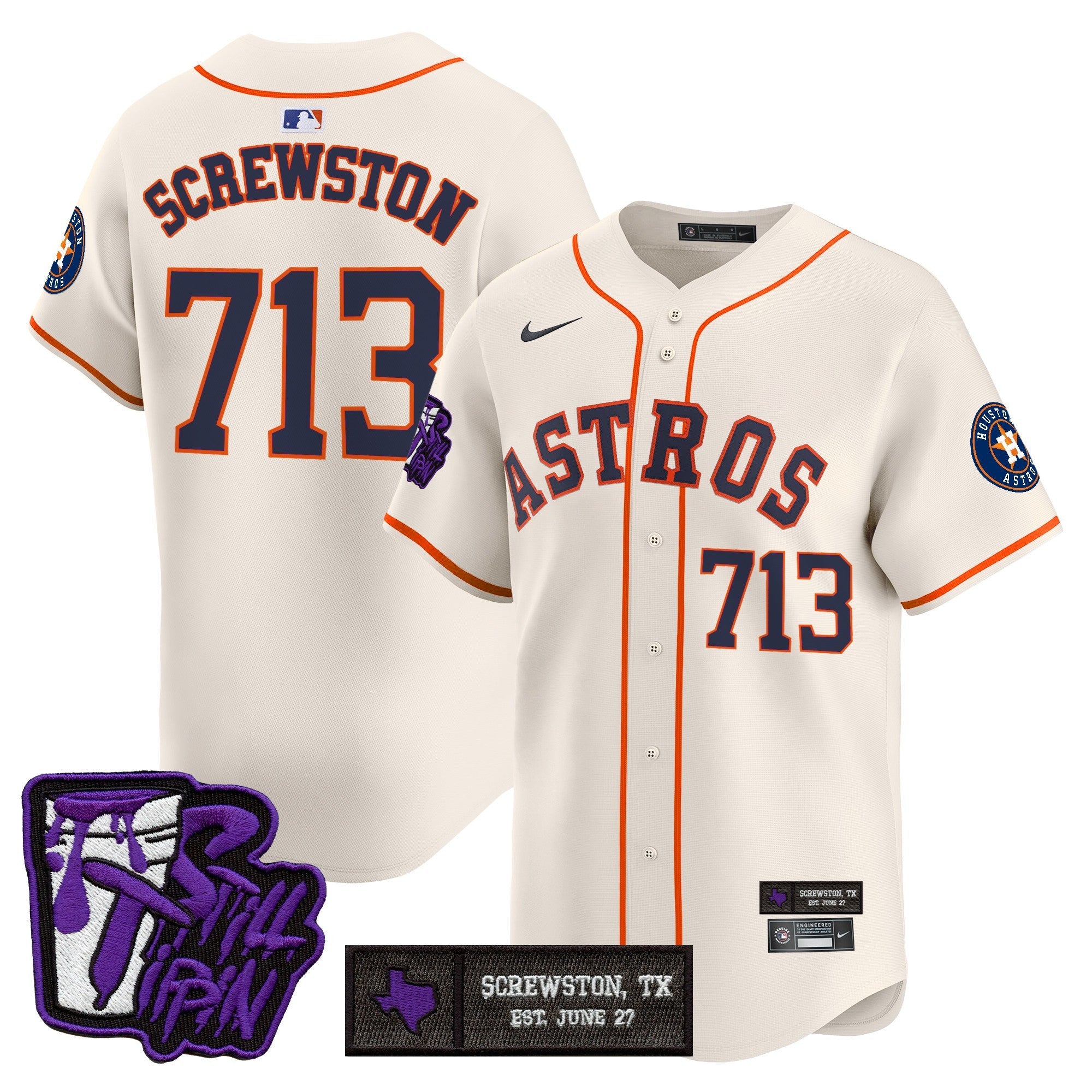 HOU DJ Screw Still Tippin Purple Patch Vapor Premier Limited Jersey - All Stitched