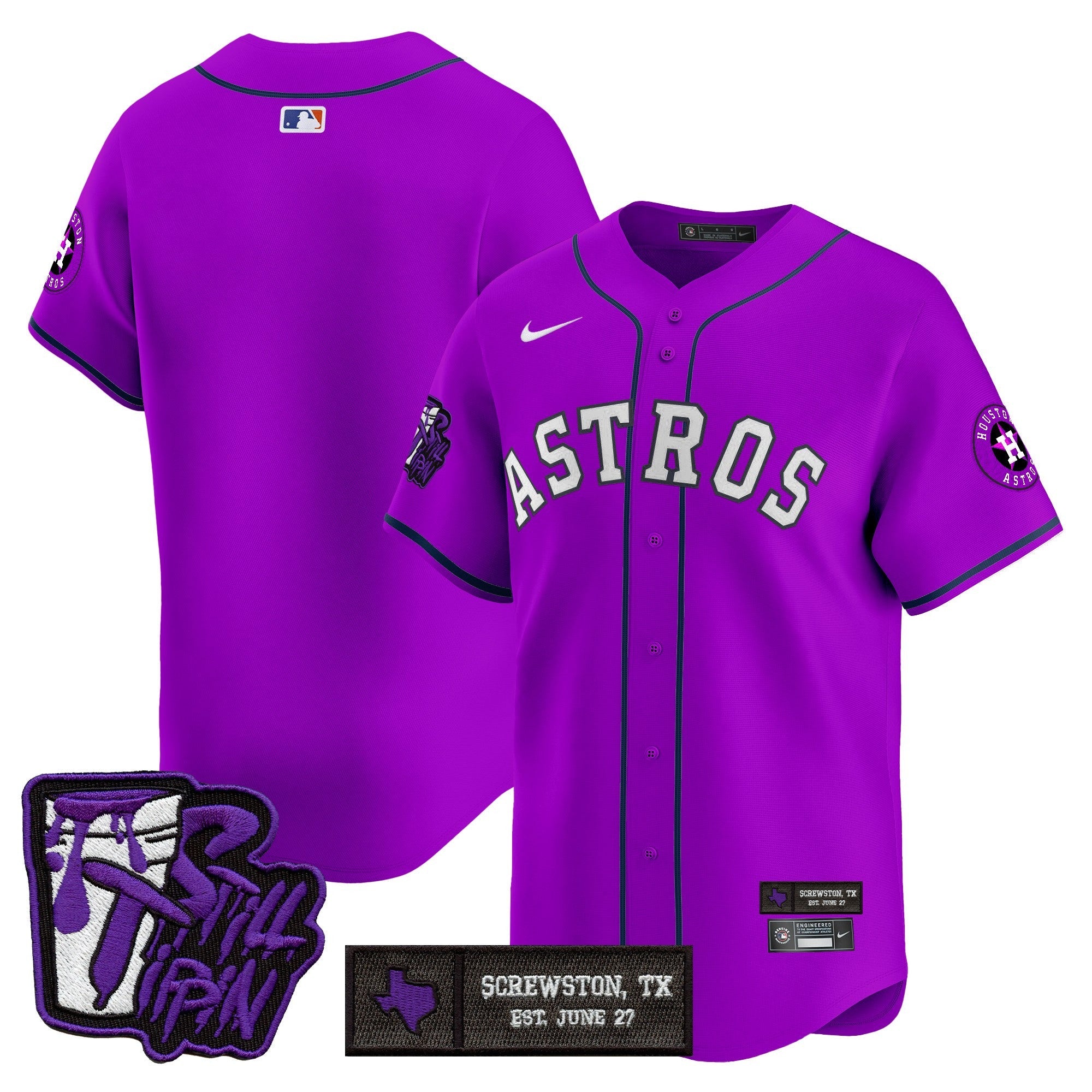 HOU DJ Screw Still Tippin Purple Patch Vapor Premier Limited Jersey - All Stitched