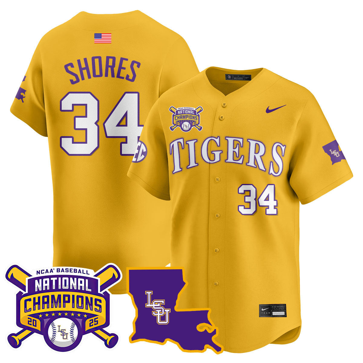 LSU 2025 World Series Champions Limited Jersey - All Stitched