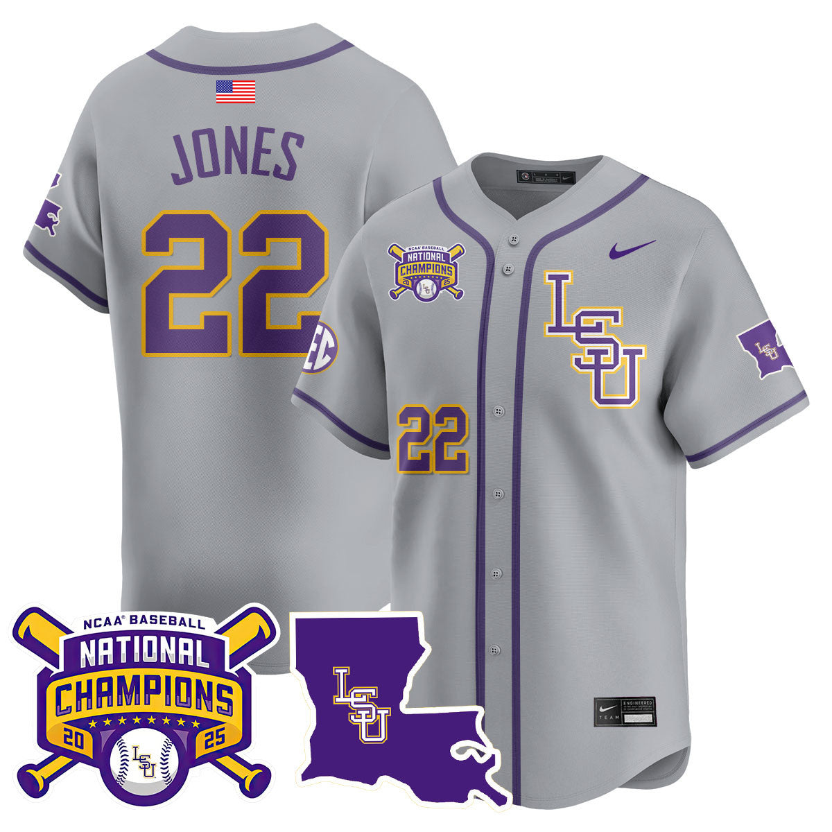 LSU 2025 World Series Champions Limited Jersey - All Stitched