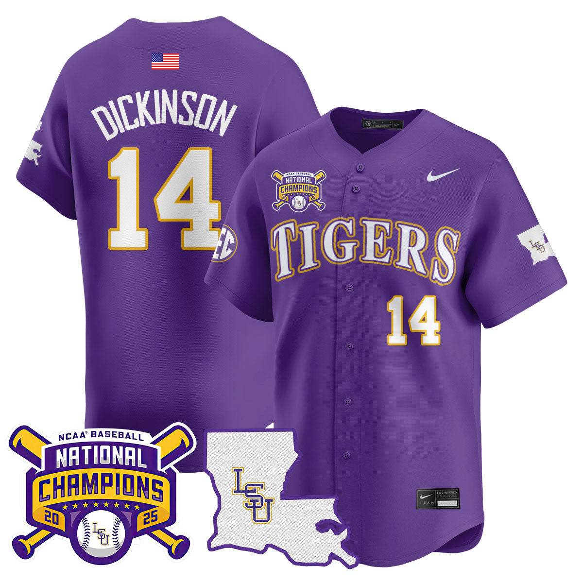 LSU 2025 World Series Champions Limited Jersey - All Stitched