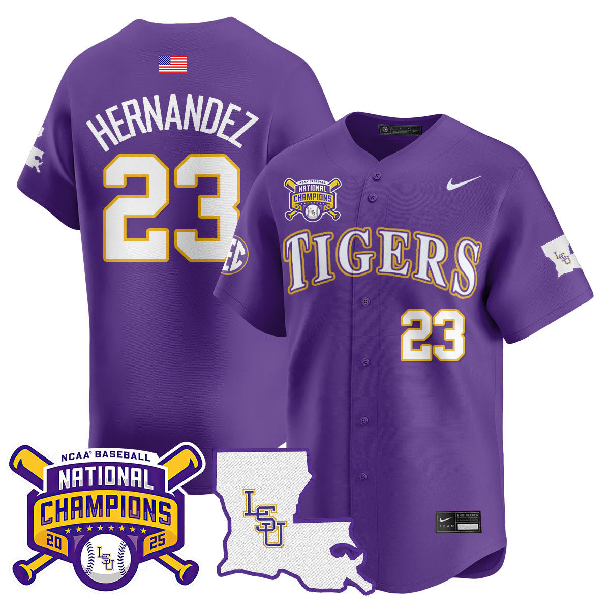 LSU 2025 World Series Champions Limited Jersey - All Stitched