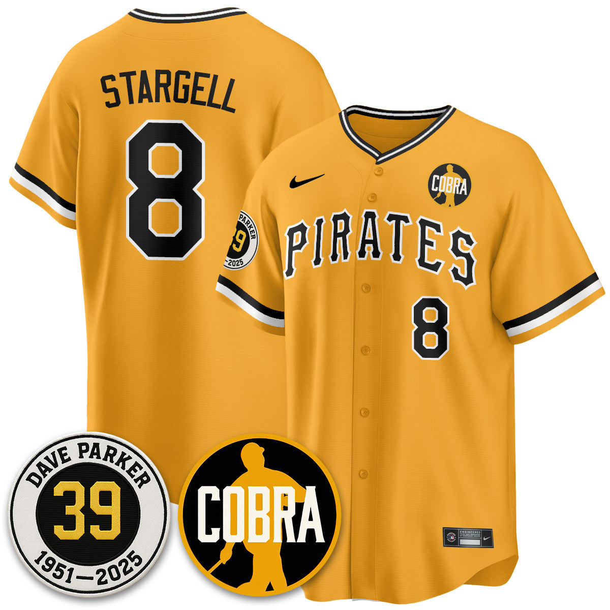 PIT Memories Dave Parker Jersey- “COBRA” Patch - All Stitched